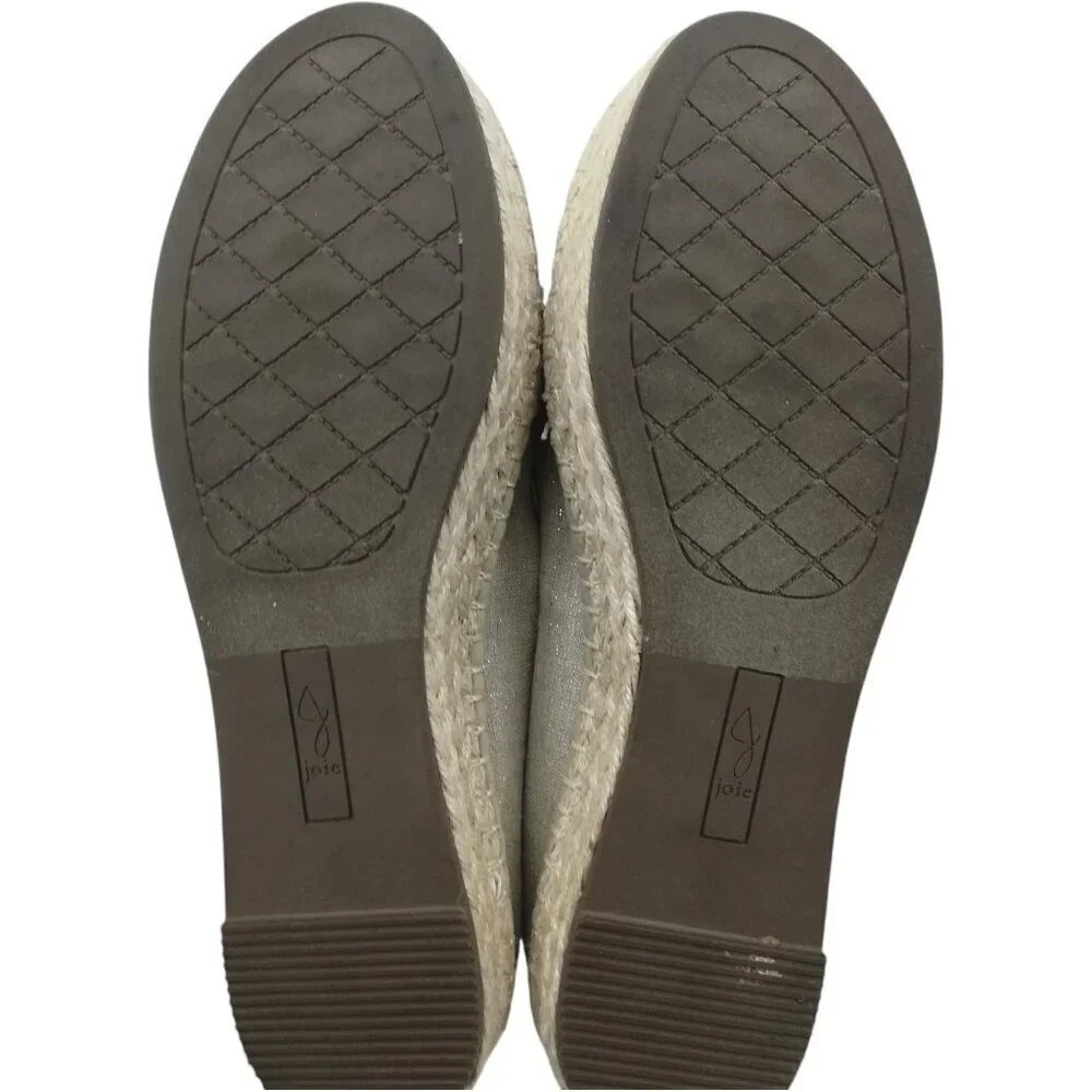 Joie Cara Metallic Gold Beige Espadrille Shoes Size 7.5 Platform Woven Slip-On